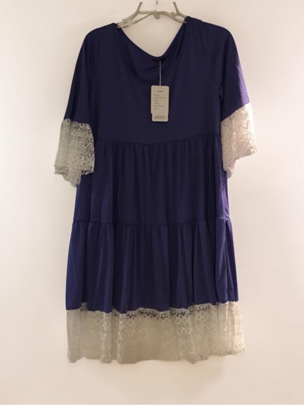Bohemian Chic Women’s Purple Lace-Trim Tiered Flowy Dress